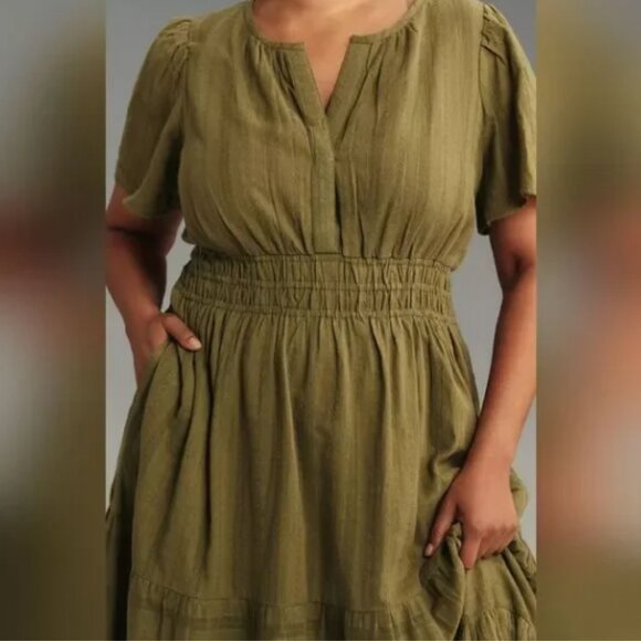 Anthropologie The Somerset Maxi Dress In Moss Petitie - Picture 6 of 14